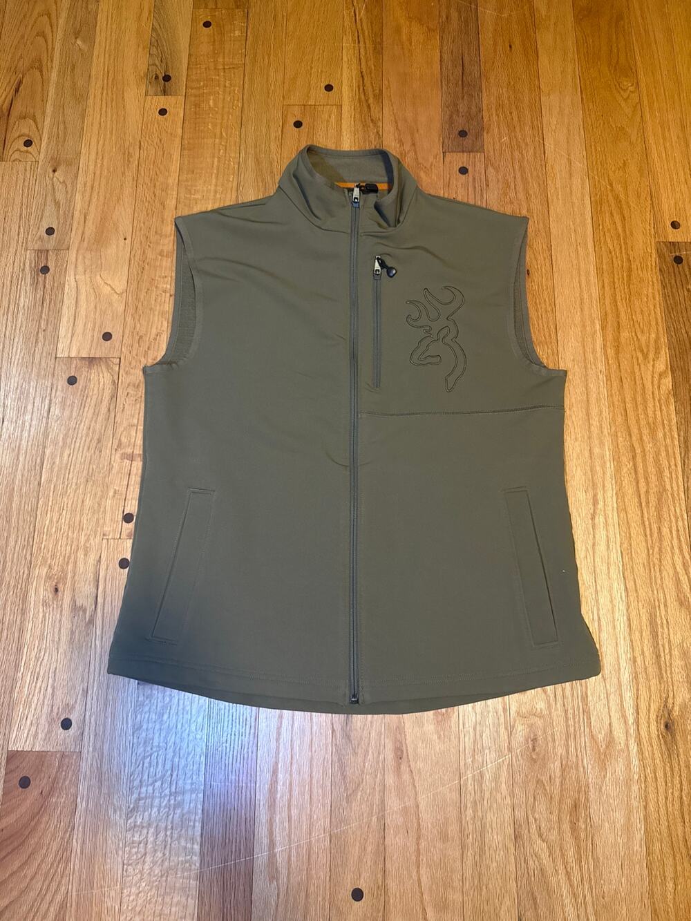 Browning Softshell Vest Men M Buckmark Hunting Outdoor Full Zip Olive Green